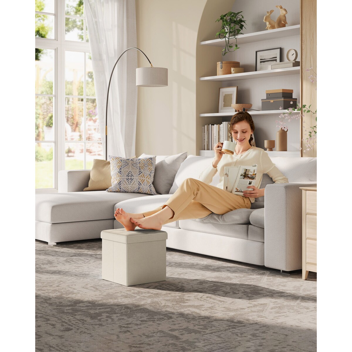 Pufa Siedzisko do sypialni pokoju przedpokoju BIAŁY