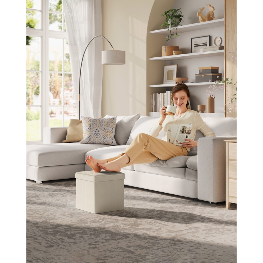 Pufa Siedzisko do sypialni pokoju przedpokoju BIAŁY