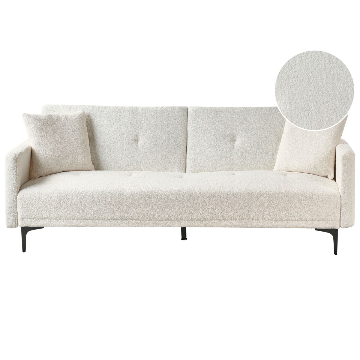 Sofa rozkładana LUCAN Złamana biel Boucle