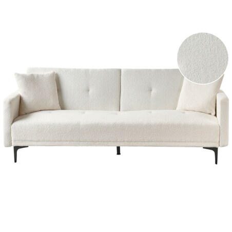 Sofa rozkładana LUCAN Złamana biel Boucle