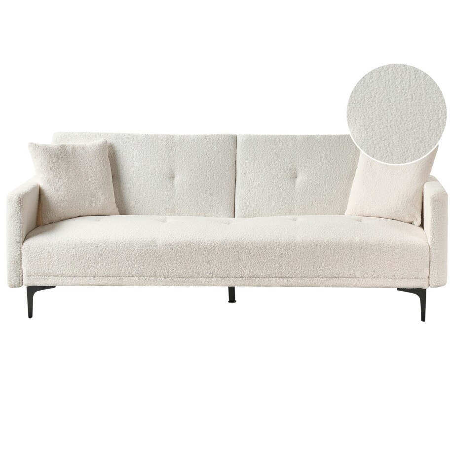 Sofa rozkładana LUCAN Złamana biel Boucle