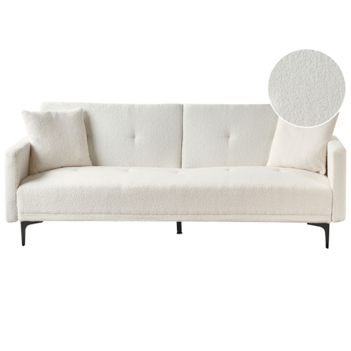 Sofa rozkładana LUCAN Złamana biel Boucle