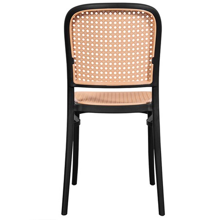 Krzesło plastikowe czarne plecione do salonu jadalni klasyczne z oparciem