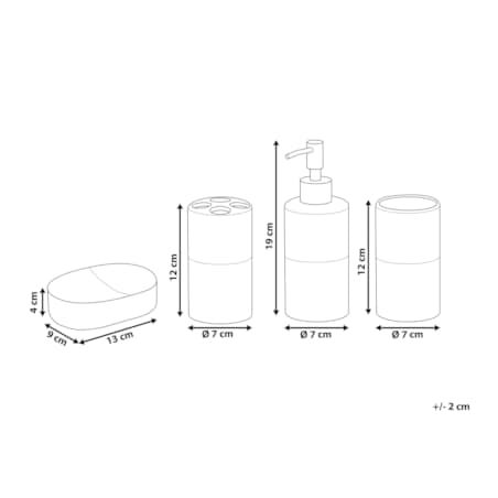 4-częściowy zestaw akcesoriów łazienkowych czarny z beżowym CORO