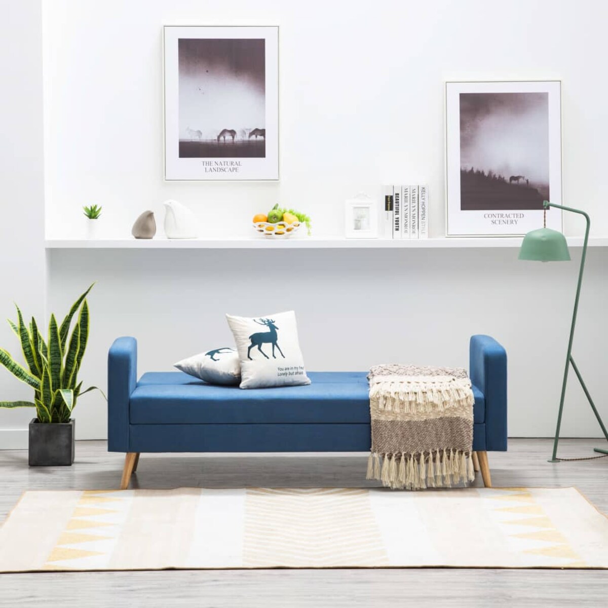 vidaXL Sofa materiałowa, niebieska