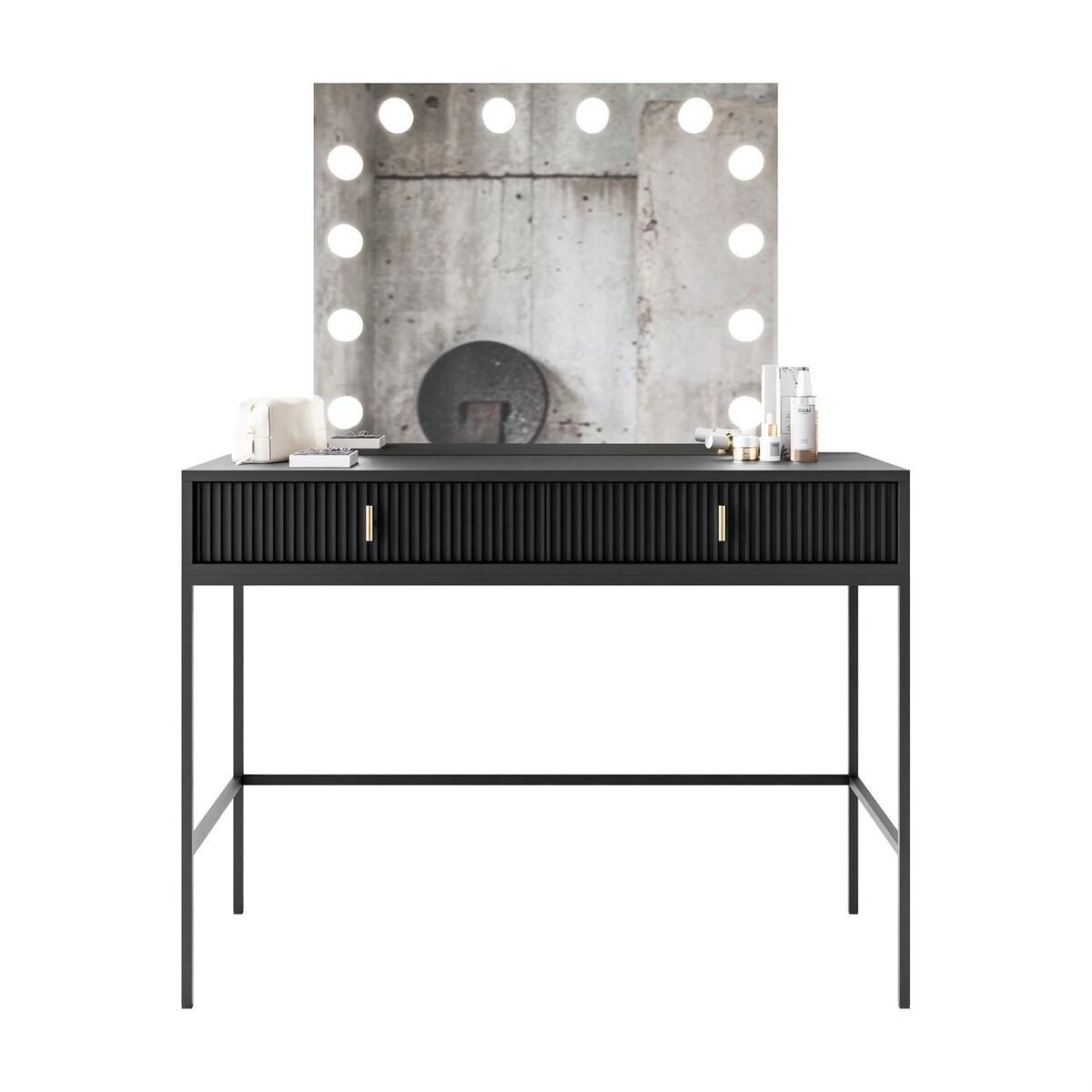 Toaletka MIDNIGHT ELITE z lustrem LED na stelażu, czarna