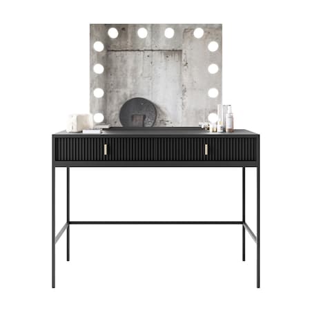 Toaletka MIDNIGHT ELITE z lustrem LED na stelażu, czarna