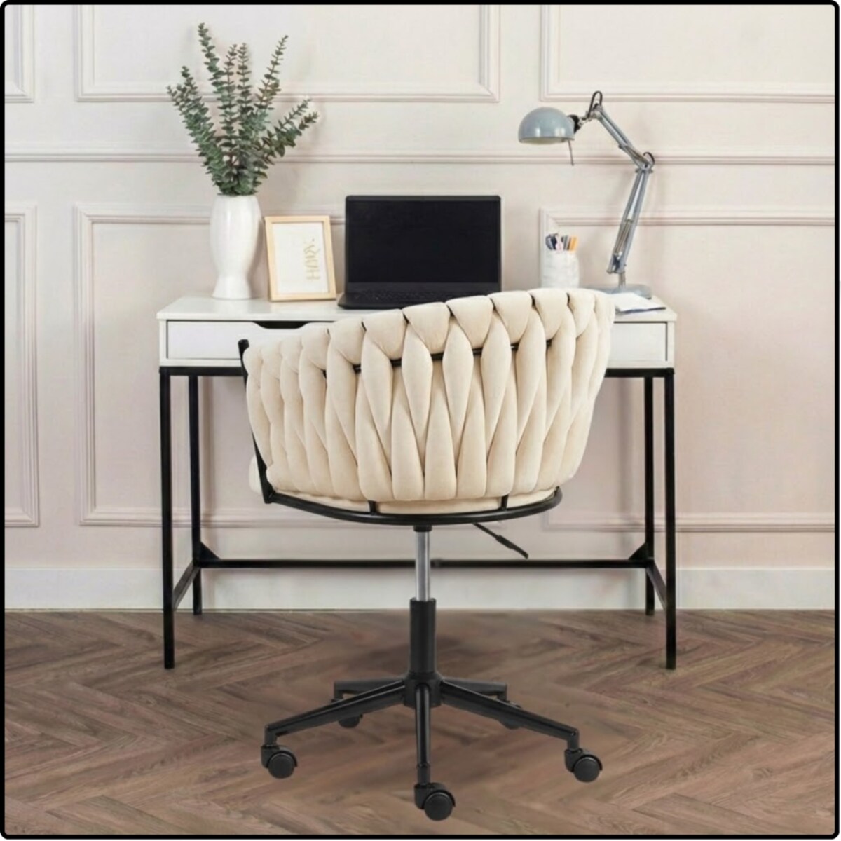 Fotel biurowy obrotowy krzesło biurowe wygodne do biurka regulowany beżowe