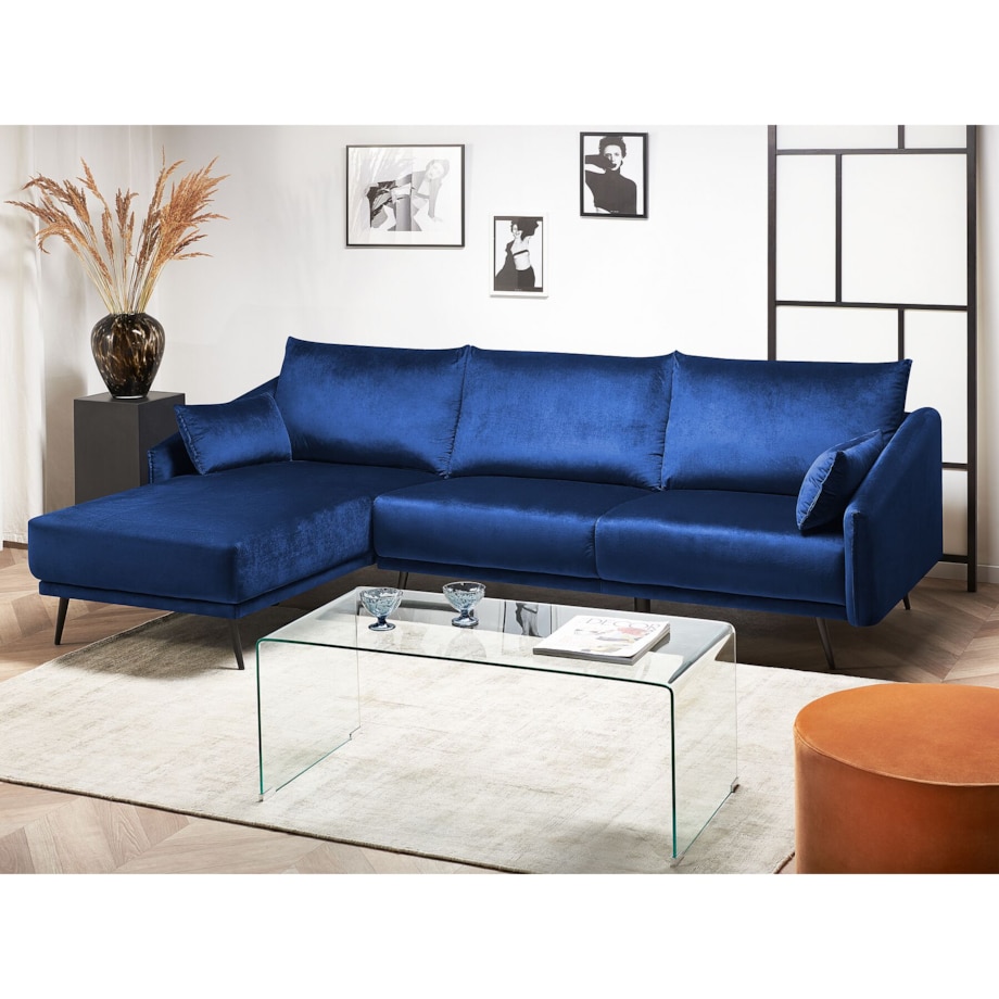 Narożnik welurowy niebieski VARDE