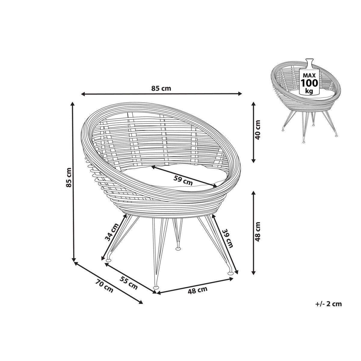 Krzesło rattanowe naturalne MARATEA