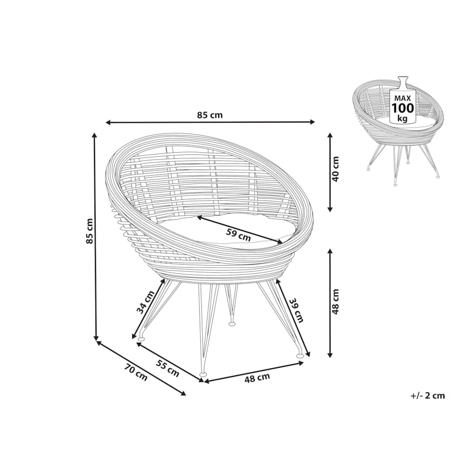 Krzesło rattanowe naturalne MARATEA