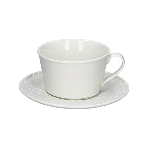 Zestaw 6 filiżanek do herbaty ze spodkiem Bosco - Biały, 180 ml