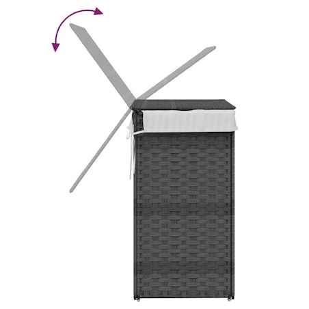 vidaXL Kosz na pranie z pokrywą, szary, 46x33x60 cm, polirattan