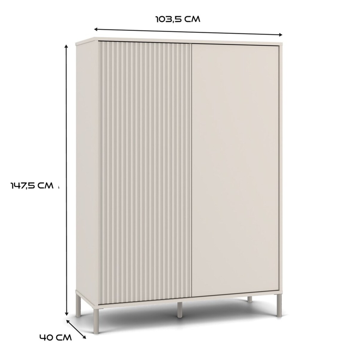 Witryna KAMARO 2DD SLIM/GŁADKI KASZMIR Lamele Front Ryflowany + Klasyczny