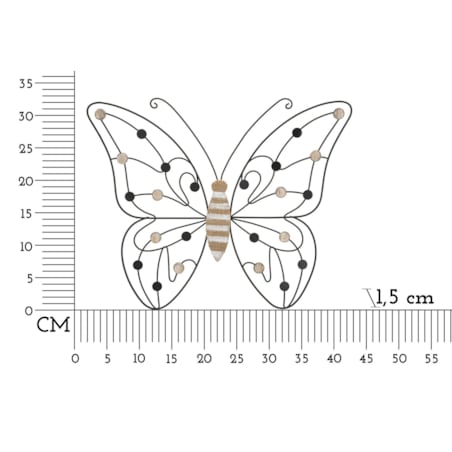 Dekoracja ścienna Butterfly, kolor brązowy i czarny, żelazo i płyta MDF, 39,5 x 33,5 cm, motyw: motyle, do salonu i przedpokoju, Mauro Ferretti