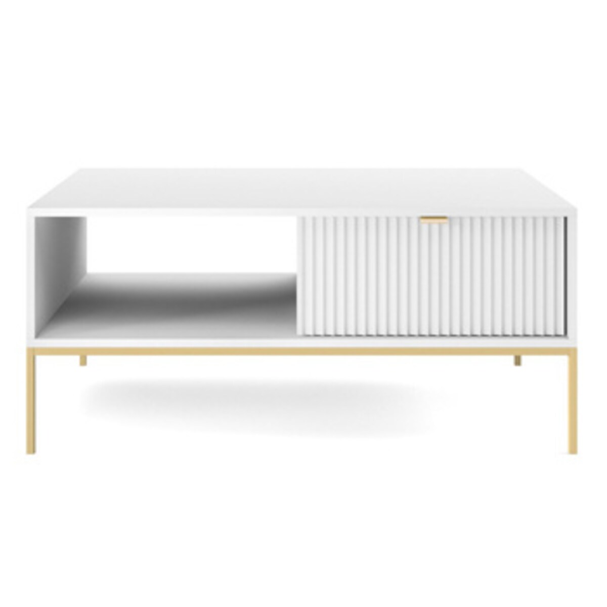 Stolik Delicious ryflowany biały złote nogi