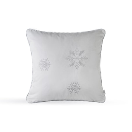 Welurowa srebrna poduszka zimowa Snowflake V 45x45cm