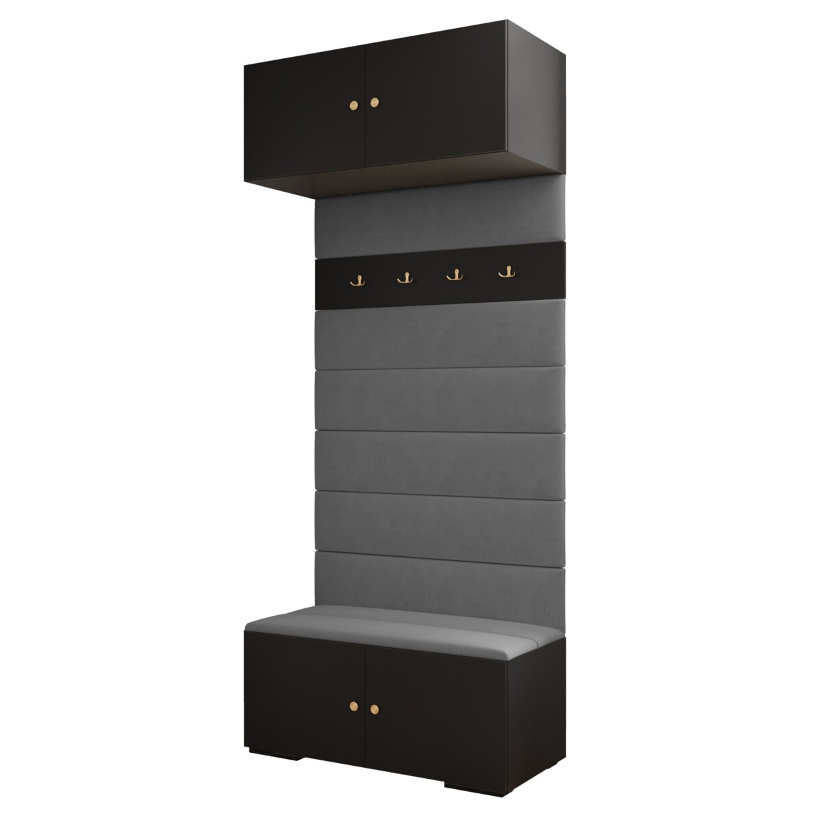 Garderoba do przedpokoju INOVA 2 czarny+złoty+manila16