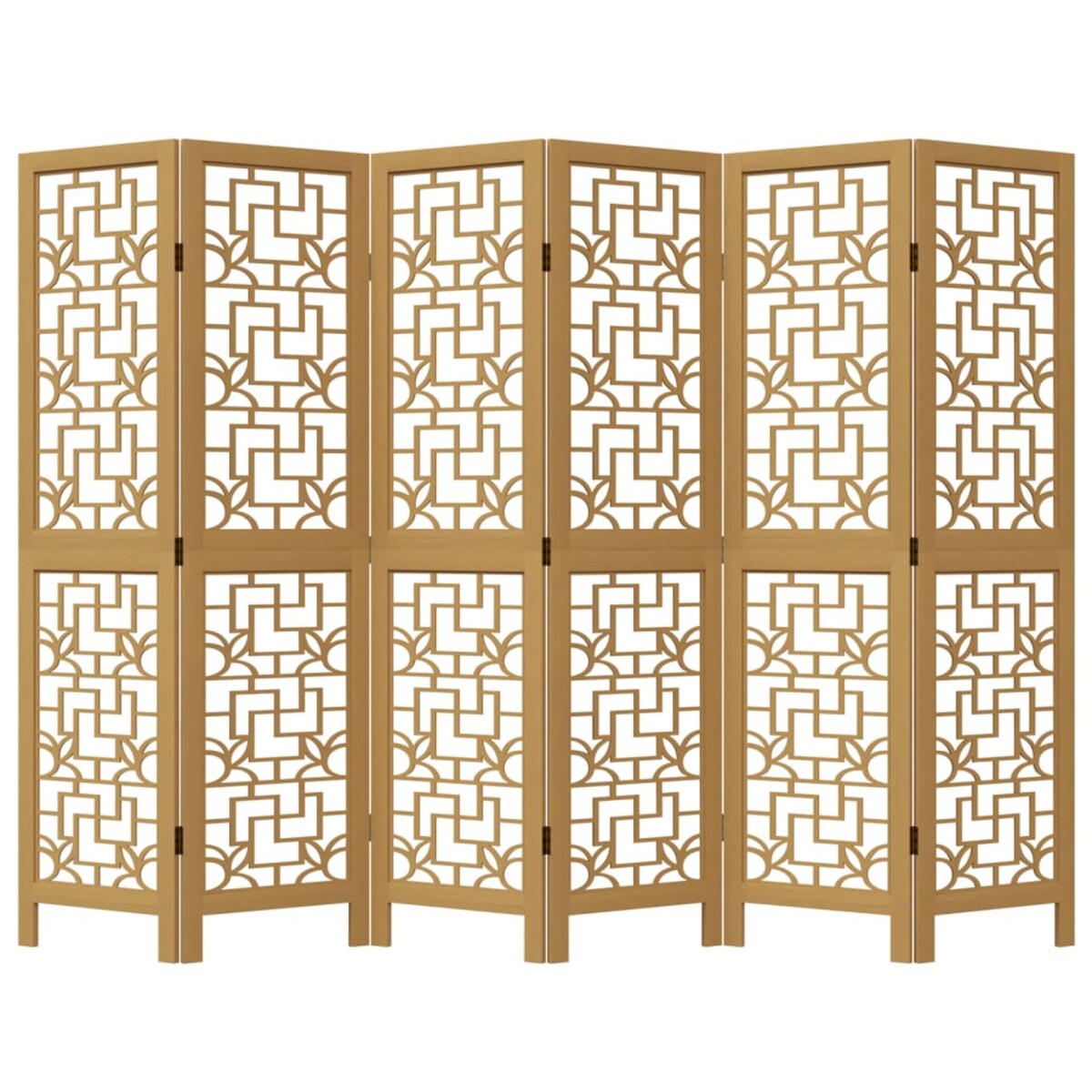 vidaXL Parawan pokojowy, 6-panelowy, brązowy, lite drewno paulowni