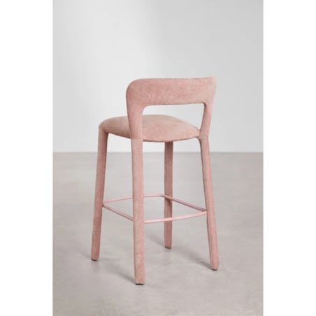 Krzesło barowe tapicerowane, różowe, Brussels ↑75 cm