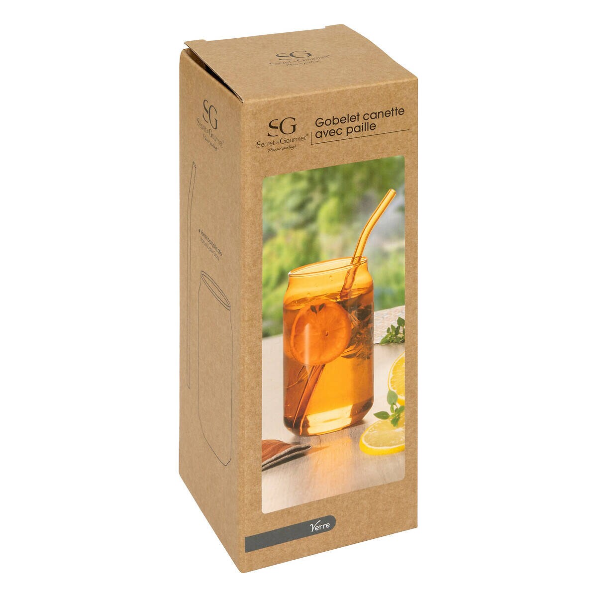 Szklanka z brązowego szkła z rurką BE VINTAGE, 520 ml