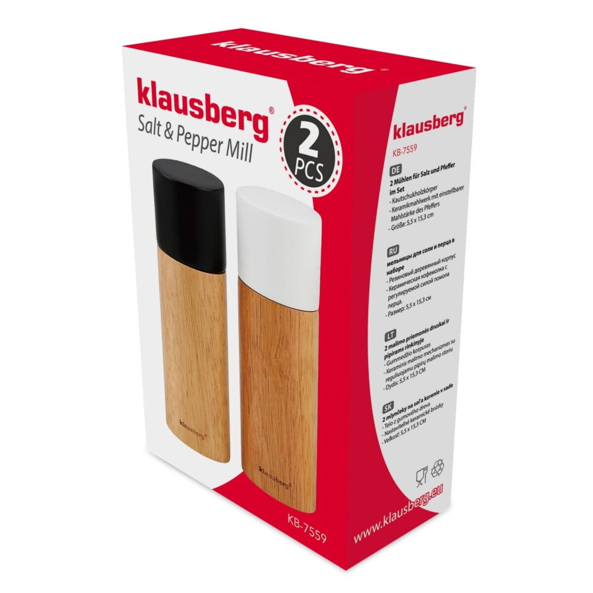 Zestaw 2 młynków do soli i pieprzu 2-ele KLAUSBERG