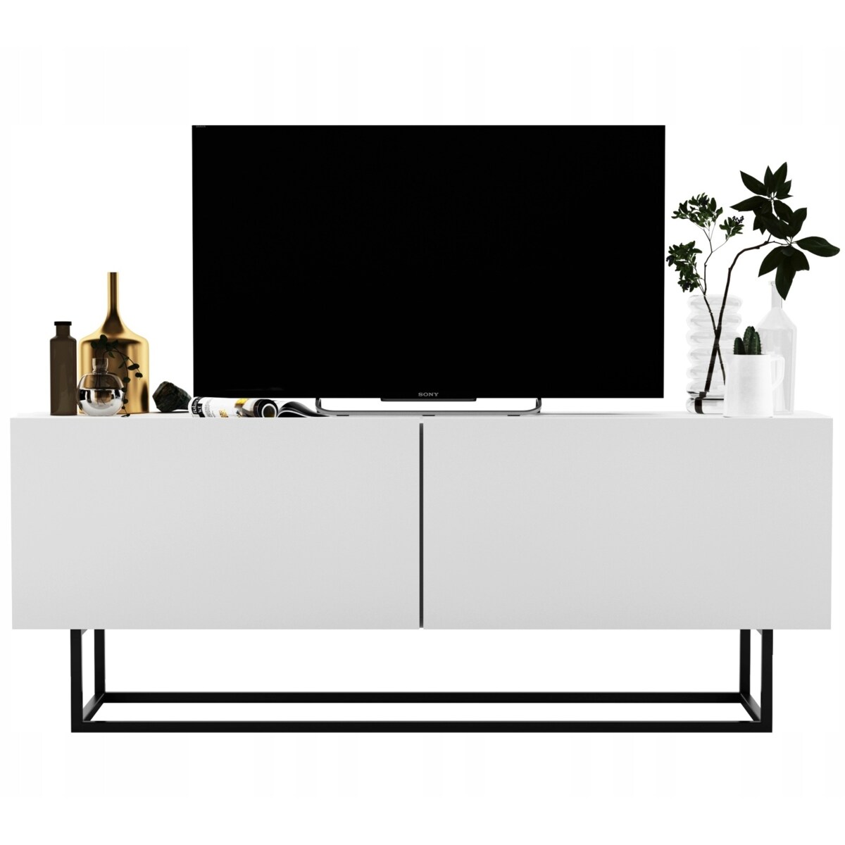 Szafka RTV Loft Industrialna Komoda RTV Biały MAT 120 cm