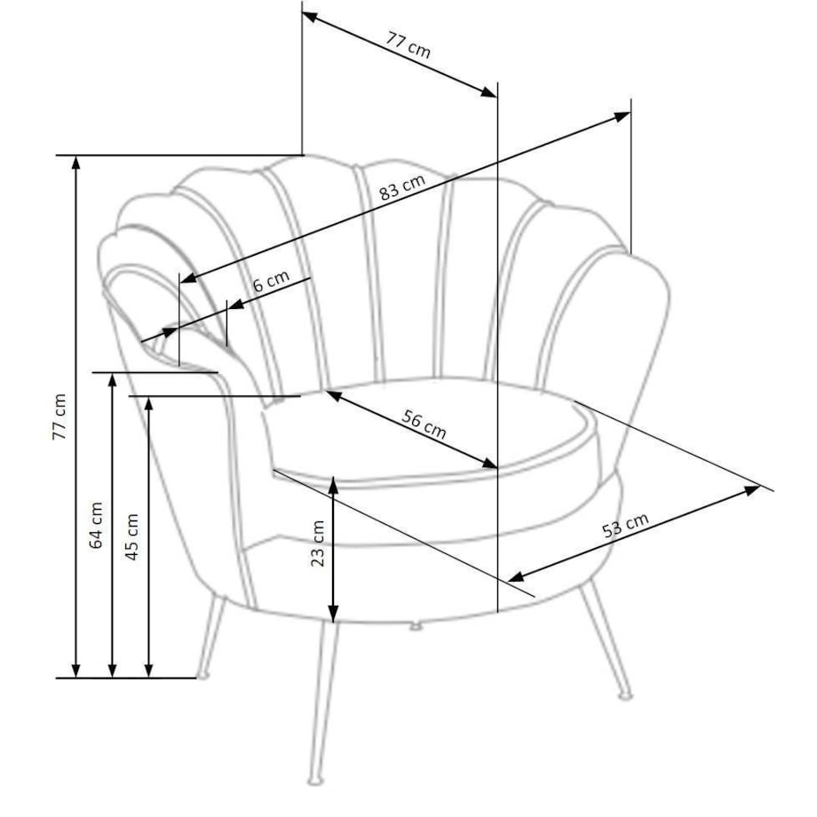 FOTEL MUSZELKA Florecja RÓŻOWY welwetowy złota podstawa