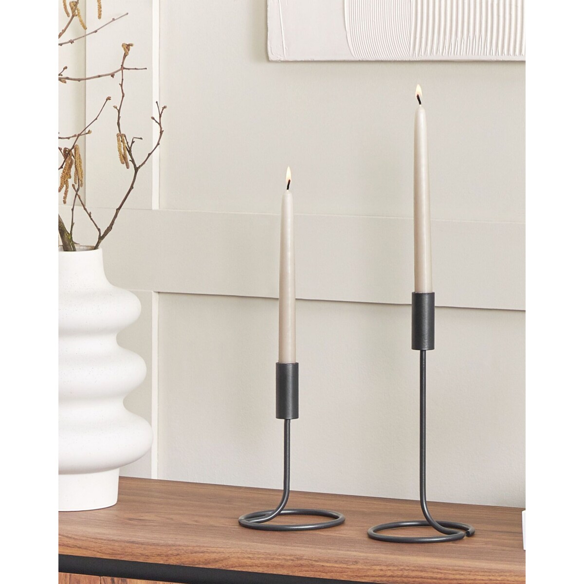 Zestaw 2 świeczników żelazny czarny BUNYU