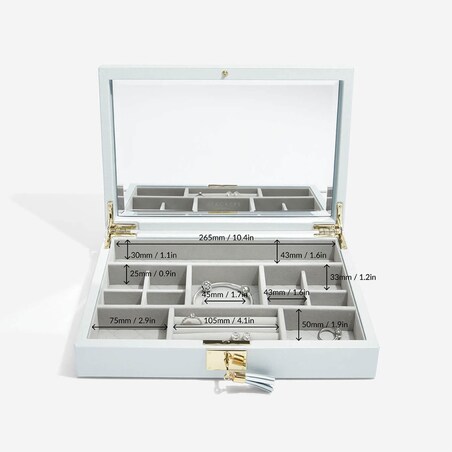 Szkatułka na biżuterię Loves Luxury błękitna z pokrywką i lusterkiem