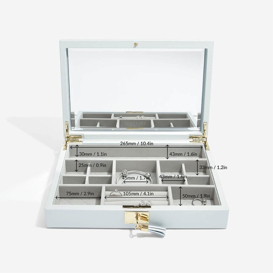 Szkatułka na biżuterię Loves Luxury błękitna z pokrywką i lusterkiem