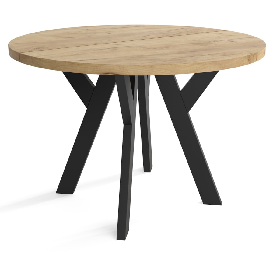 Stół rozkładany okrągły 100/200 - Craft złoty + n. czarne