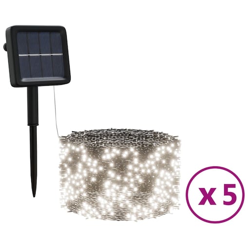 vidaXL Solarne lampki dekoracyjne, 5 szt., 5x200 LED, zimne białe