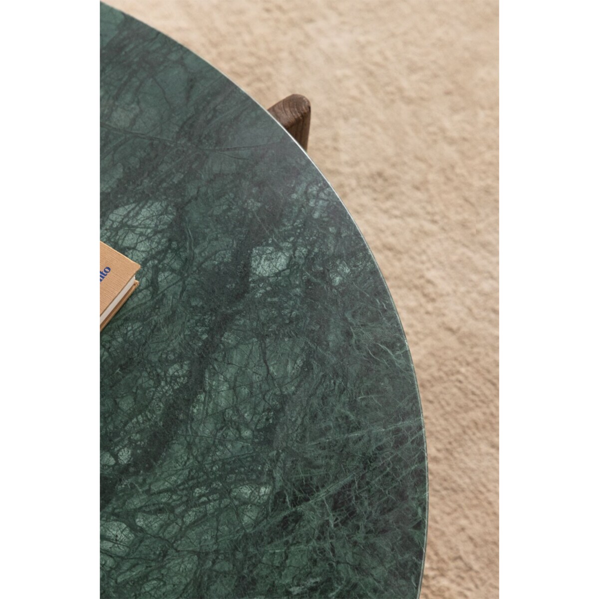 Stolik kawowy z drewna mango i zielonego marmuru Lavinia Ø90 cm