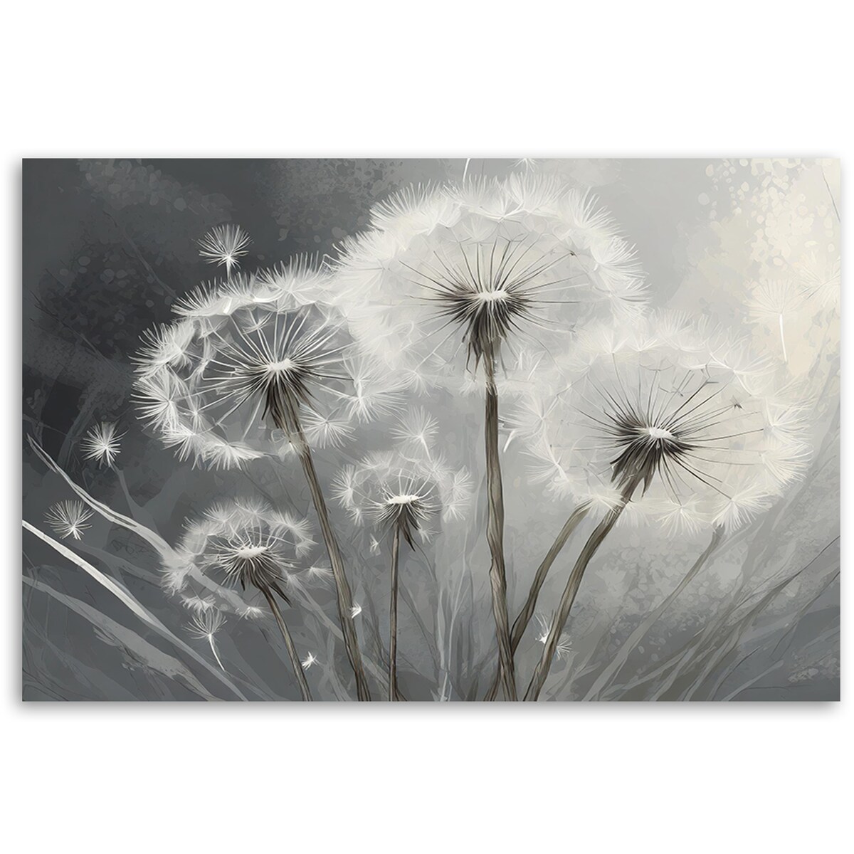 Nowoczesny obraz na ścianę do salonu sypialni Dmuchawce Rośliny Natura Szary 120x80