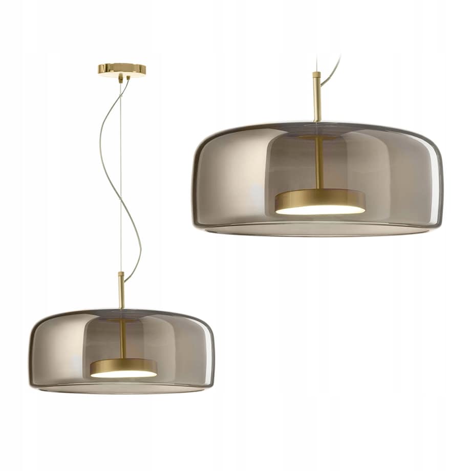 Lampa Wisząca Led Szkło Amber Nowoczesna Złota