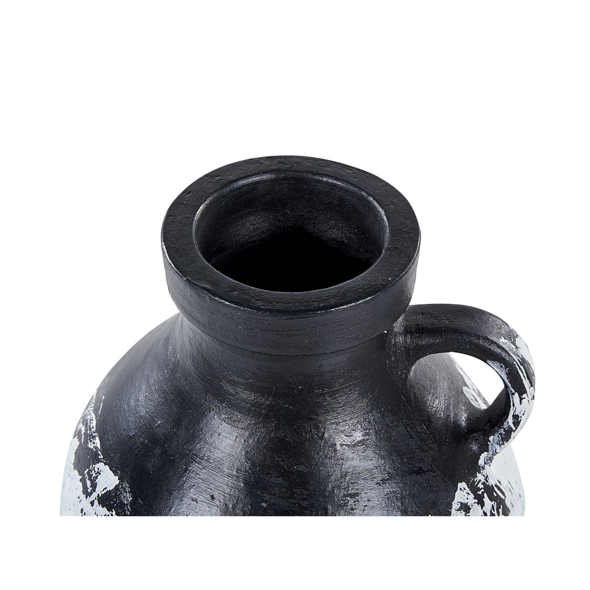 Wazon dekoracyjny z terakoty 33 cm czarno-biały MASSALIA