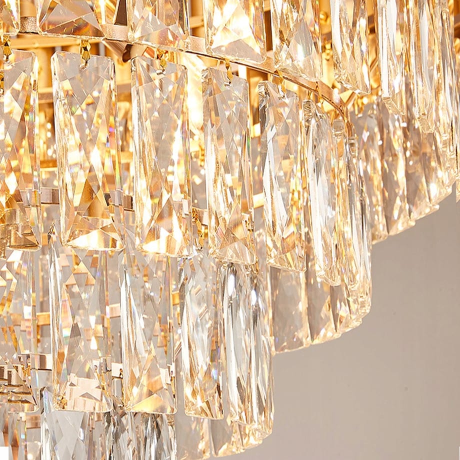 Lampa Sufitowa Kryształowa Glamour Złota Kryształ