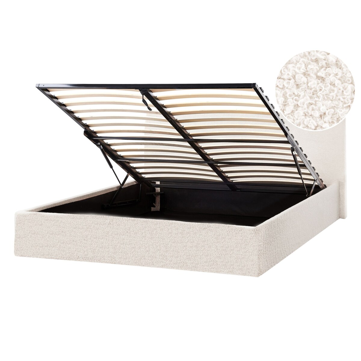 Łóżko z pojemnikiem Boucle ORBEY 140 x 200 cm Złamana biel