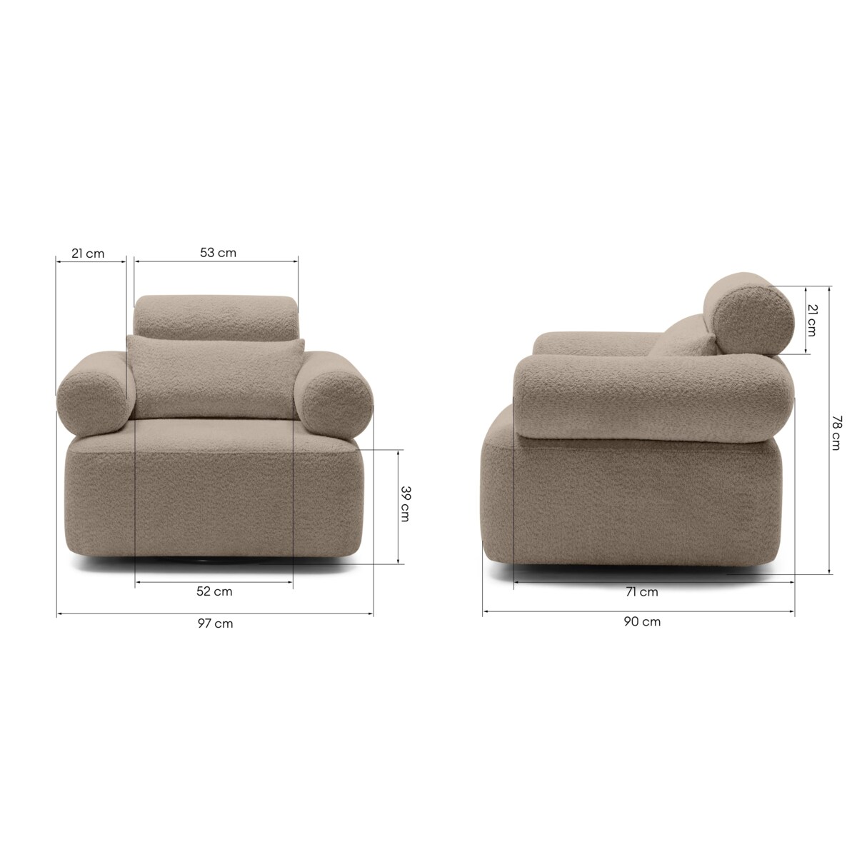 Fotel obrotowy 78x97x80 cm MOGEN jasnobrązowy