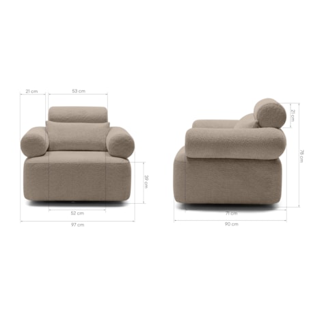 Fotel obrotowy 78x97x80 cm MOGEN jasnobrązowy