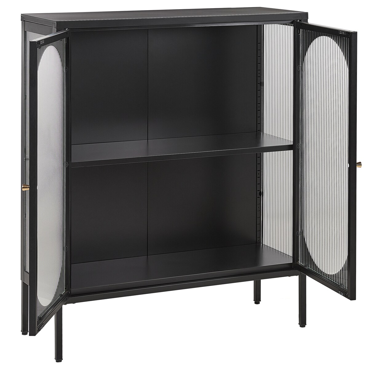 Szafka ze szklanymi drzwiami SARRE Metal 90 cm Czarny