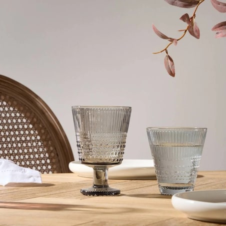 Kieliszek do wina, tłoczony, szary, kpl. 6 szt, Joa