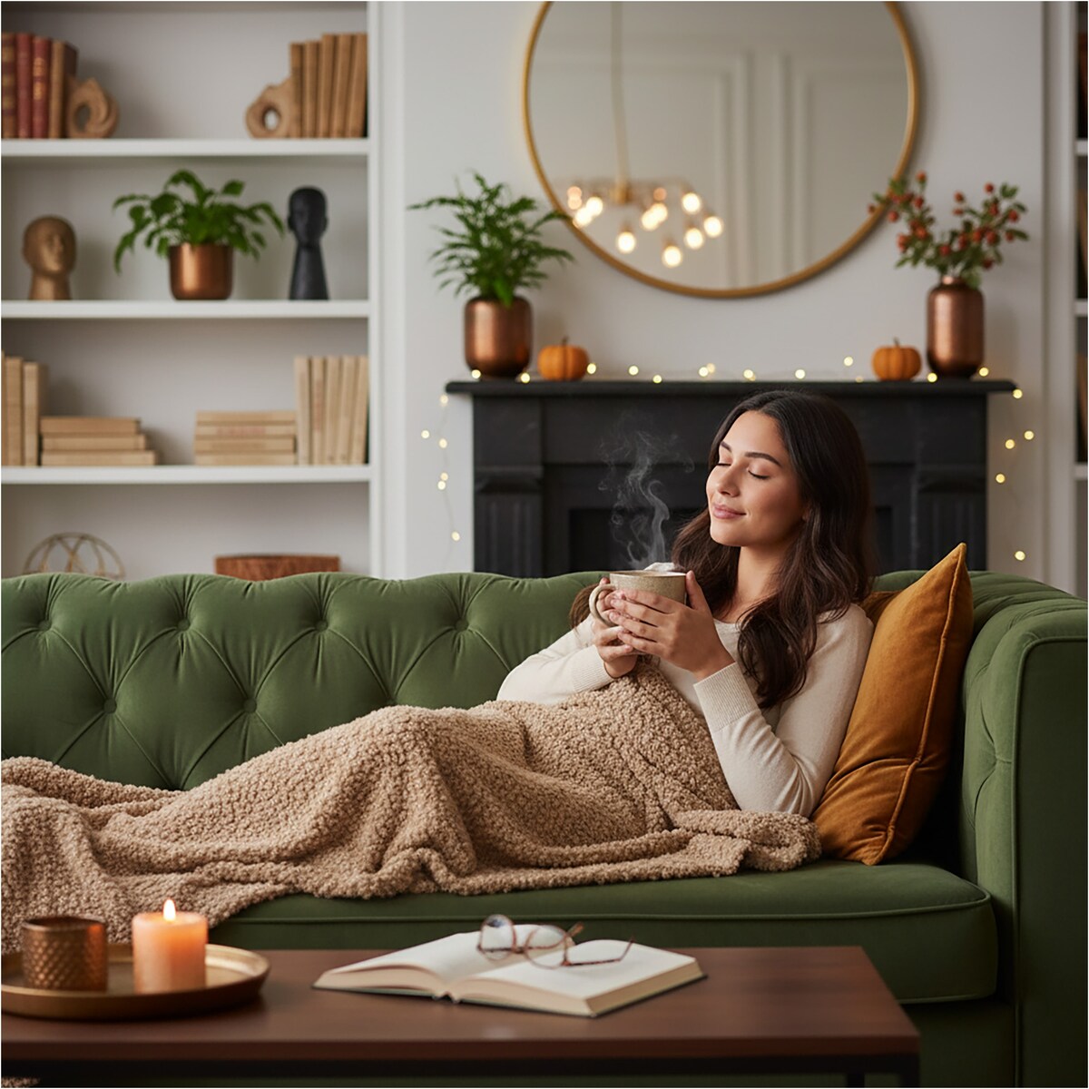 Koc Baranek Sherpa Narzuta Ciepły Jesienny 150X120 Cm Poliestrowy Do Salonu Sypialn