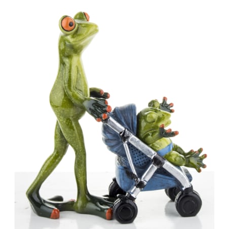Figurka - żabka 16x14x7 cm FROGG spacer z wózkiem