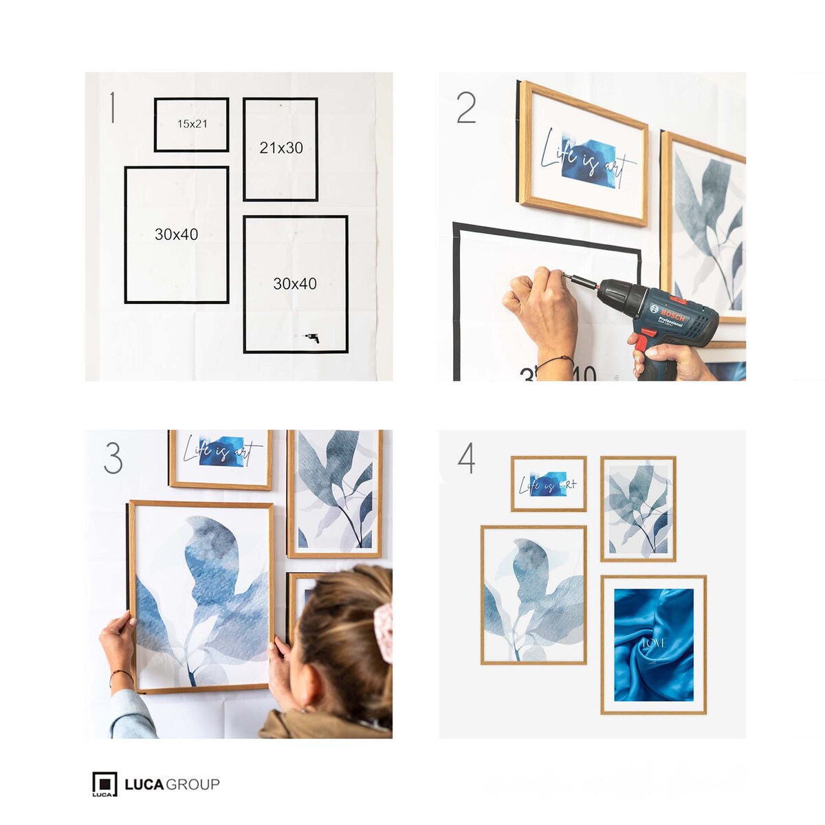 Zestaw ramek na zdjęcia 9 ramek Galeria Ścienna Komplet ramek z szablonem FRAMAI®