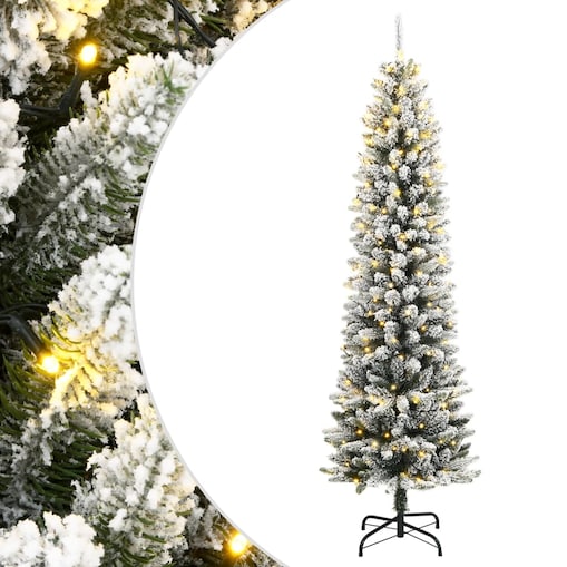 vidaXL Sztuczna choinka z 300 lampkami LED, ośnieżona, 180 cm