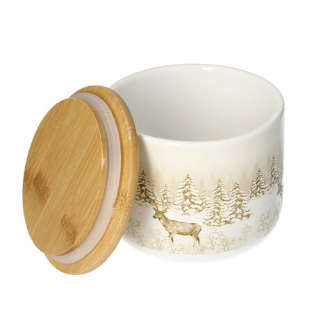 Pojemnik Winter Meadow II ⌀9cm boże narodzenie, święta, świąteczne, biały-beżowy-brązowy-naturalny, 9 x 11 x 11 cm