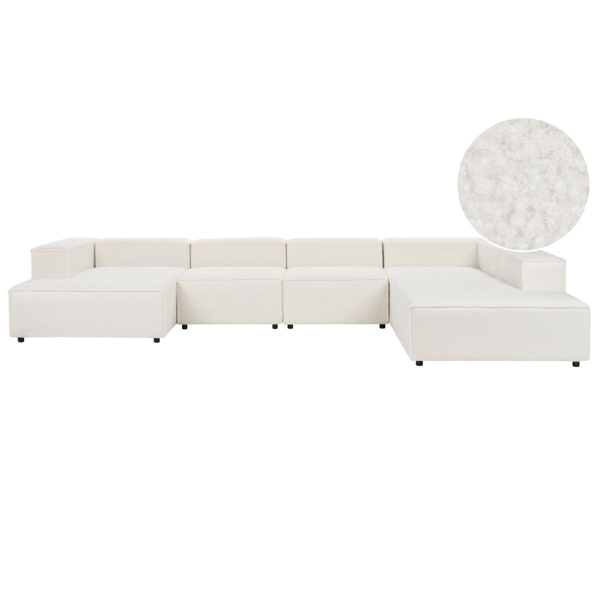 Narożnik modułowy ARDAL Boucle Biały dla 5 osób Lewostronny