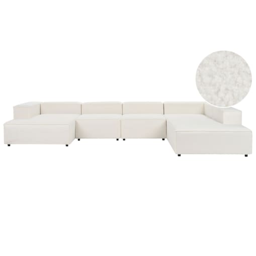 Narożnik modułowy ARDAL Boucle Biały dla 5 osób Lewostronny